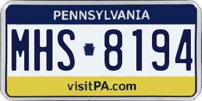 PA license plate MHS8194