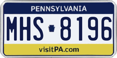 PA license plate MHS8196