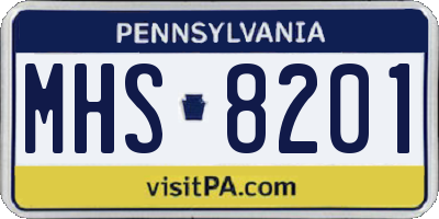 PA license plate MHS8201