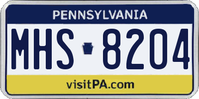 PA license plate MHS8204