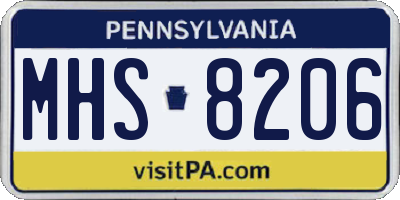 PA license plate MHS8206