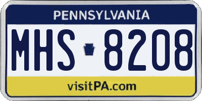 PA license plate MHS8208