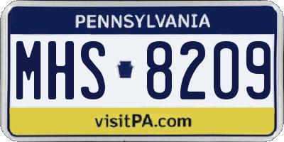 PA license plate MHS8209