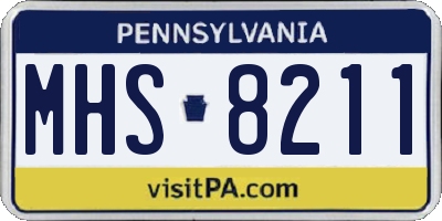 PA license plate MHS8211