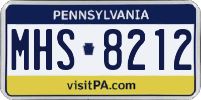 PA license plate MHS8212