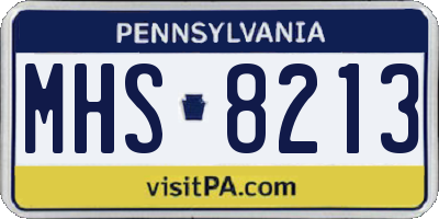 PA license plate MHS8213