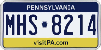 PA license plate MHS8214