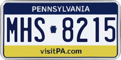 PA license plate MHS8215