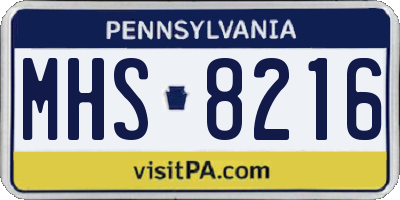 PA license plate MHS8216
