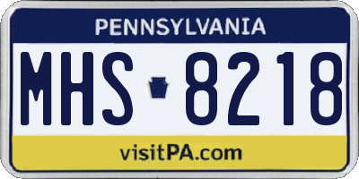 PA license plate MHS8218