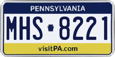 PA license plate MHS8221