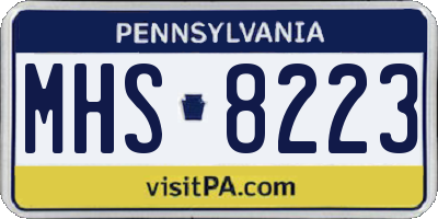PA license plate MHS8223