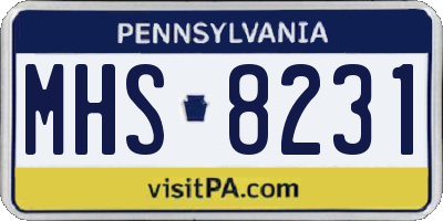 PA license plate MHS8231