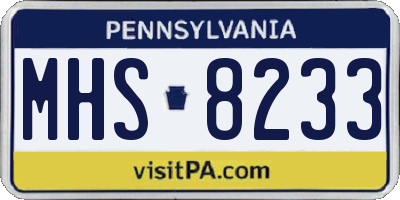PA license plate MHS8233