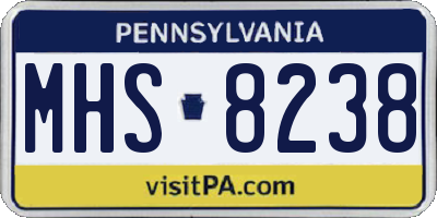 PA license plate MHS8238