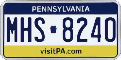 PA license plate MHS8240