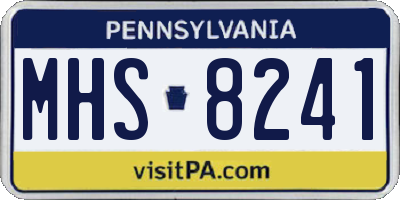 PA license plate MHS8241
