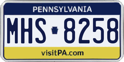 PA license plate MHS8258