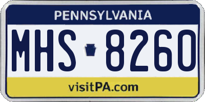 PA license plate MHS8260