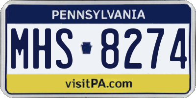 PA license plate MHS8274