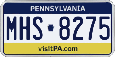 PA license plate MHS8275