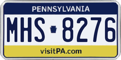 PA license plate MHS8276