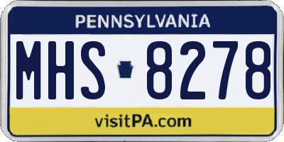 PA license plate MHS8278