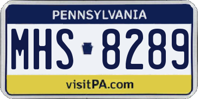 PA license plate MHS8289