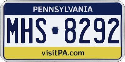 PA license plate MHS8292