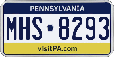 PA license plate MHS8293