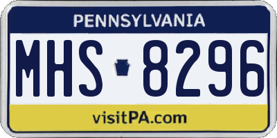 PA license plate MHS8296