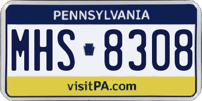 PA license plate MHS8308
