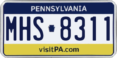 PA license plate MHS8311