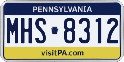 PA license plate MHS8312
