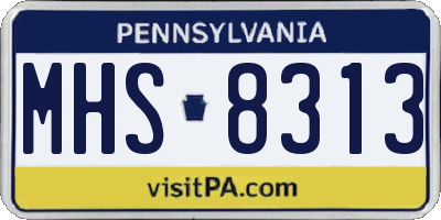 PA license plate MHS8313