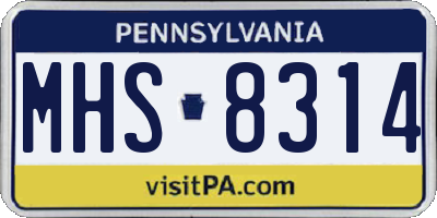 PA license plate MHS8314