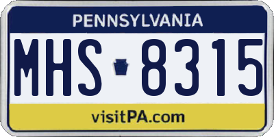 PA license plate MHS8315