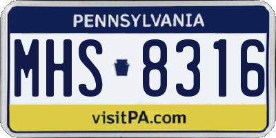 PA license plate MHS8316