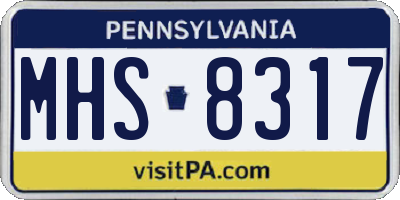 PA license plate MHS8317