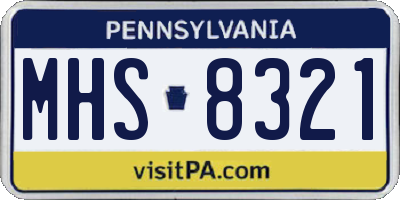 PA license plate MHS8321