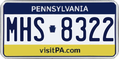 PA license plate MHS8322