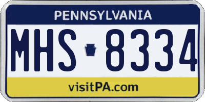 PA license plate MHS8334