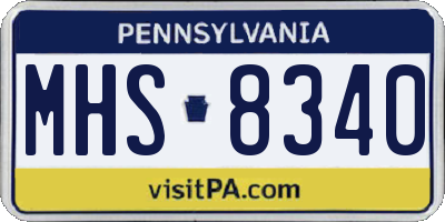 PA license plate MHS8340