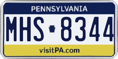 PA license plate MHS8344