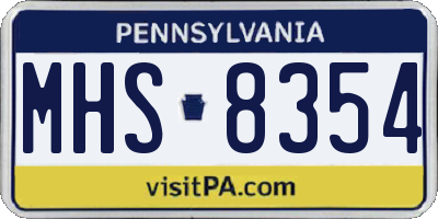 PA license plate MHS8354