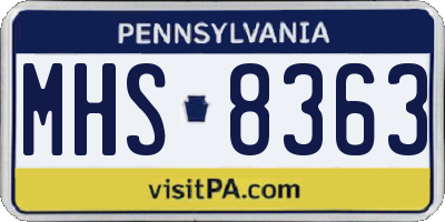 PA license plate MHS8363