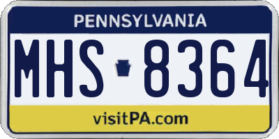 PA license plate MHS8364