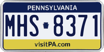 PA license plate MHS8371