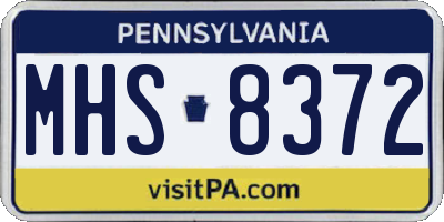 PA license plate MHS8372