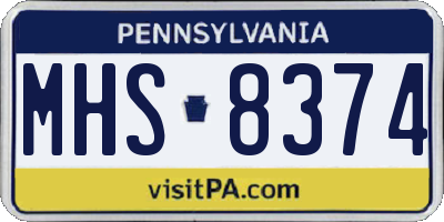 PA license plate MHS8374